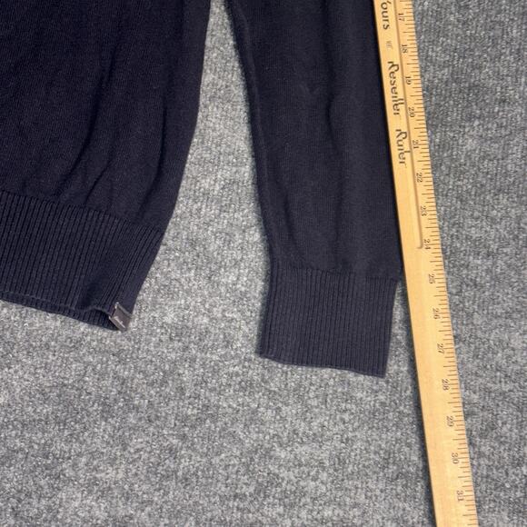 Eddie Bauer‎ Sweater Mens M Navy Blue Half Zip Cotton Cashmere Pullover Soft - Picture 13 of 15